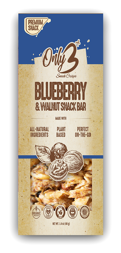 6-Pack Only 3 Snacks - Blueberry & Walnut Bar (Sweet & Nutty Goodness)