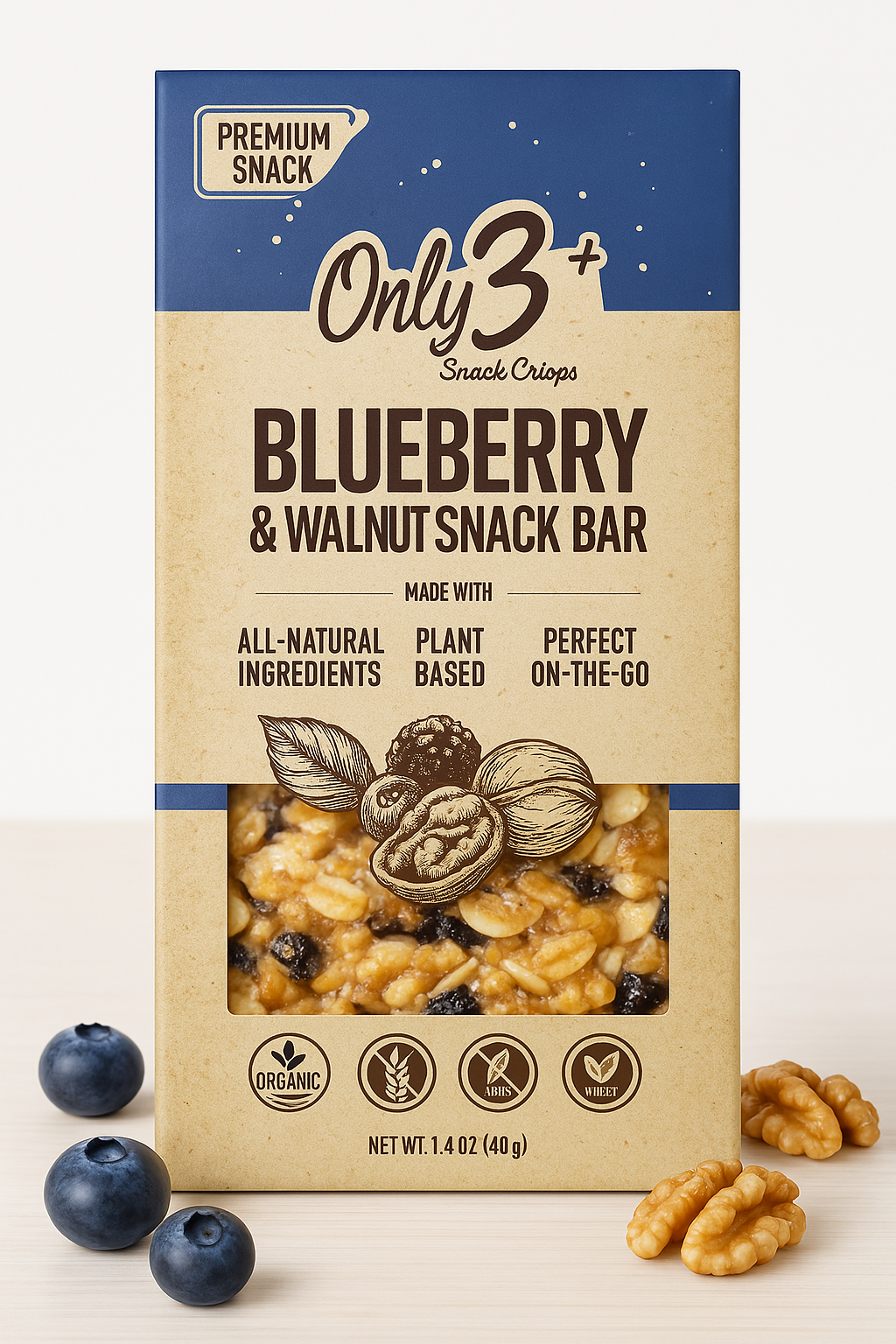 Blueberry & Walnut Snack Bar with all-natural ingredients 