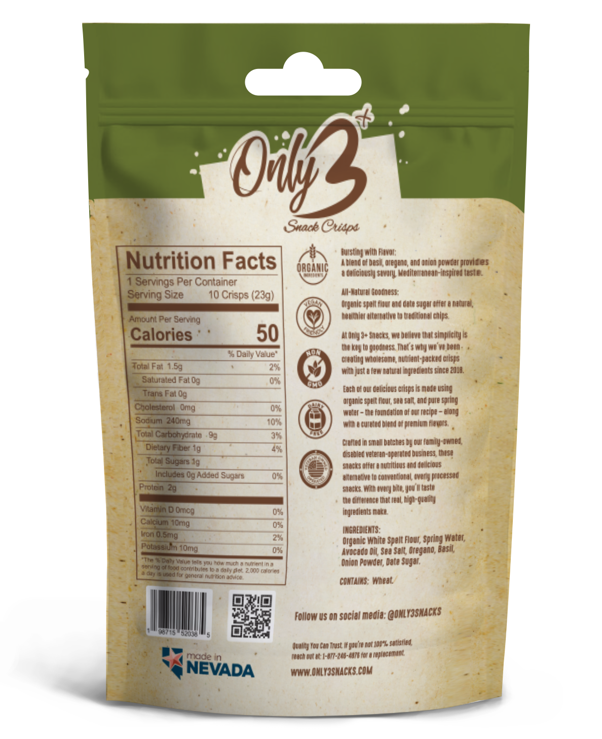 Italian Herb Snacks with nutritional facts