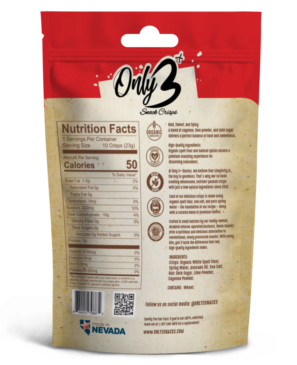 Sweet Cayenne snack with nutrition facts, ingredients